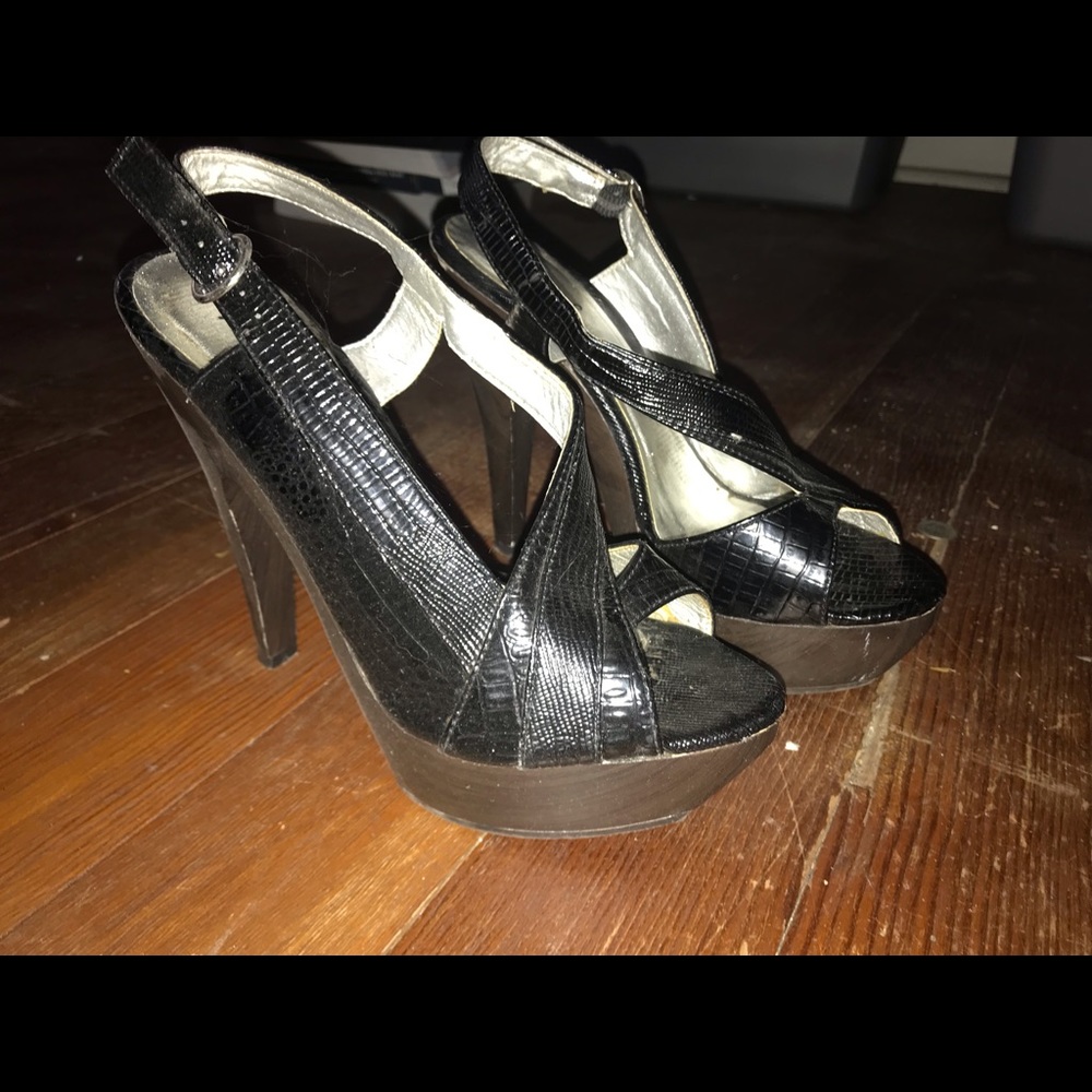 Sling back black heels